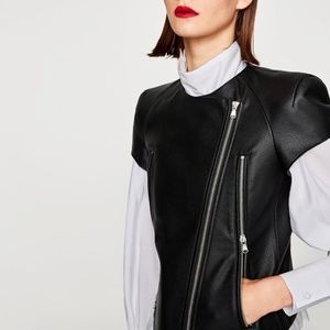 Zara Short Sleeve Faux Leather Biker Jacket